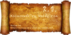 Kolozsváry Valéria névjegykártya